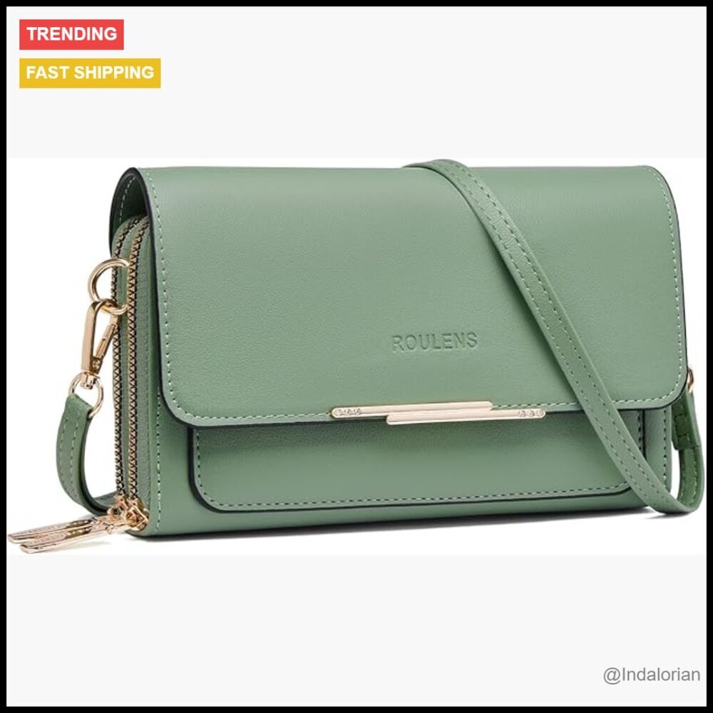 Chic Minimal Crossbody Bag PU Leather Adjustable Strap Card Slots Wallet Purse